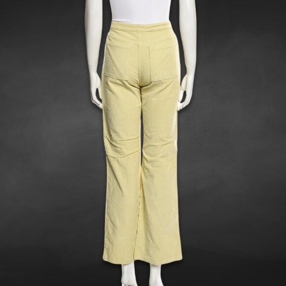 Paloma Flared Leg Pants Mid-Rise Fit Soft Corduroy Wool Fabric Sunny Yellow W 34 - Picture 2 of 12